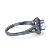 Art Deco Round Natural Stone Floral Ring