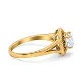 Art Deco Round Natural Stone Floral Ring