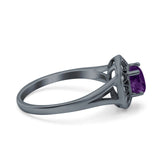 Art Deco Round Natural Stone Floral Ring