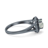 Art Deco Round Natural Stone Floral Ring