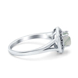 Art Deco Round Natural Stone Floral Ring