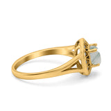 Art Deco Round Natural Stone Floral Ring