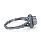 Art Deco Round Natural Stone Floral Ring