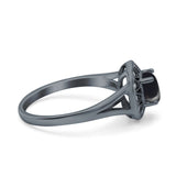 Art Deco Round Natural Stone Floral Ring