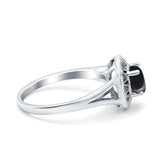 Art Deco Round Natural Stone Floral Ring