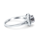 Art Deco Round Natural Stone Floral Ring