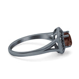 Art Deco Round Natural Stone Floral Ring