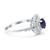 Floral Art Deco Round Natural Stone Ring