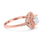 Floral Art Deco Round Natural Stone Ring