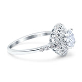 Floral Art Deco Round Natural Stone Ring