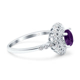 Floral Art Deco Round Natural Stone Ring