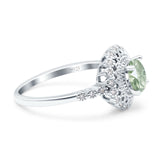 Floral Art Deco Round Natural Stone Ring