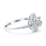 Floral Art Deco Round Natural Stone Ring