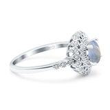 Floral Art Deco Round Natural Stone Ring