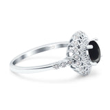 Floral Art Deco Round Natural Stone Ring