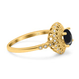 Floral Art Deco Round Natural Stone Ring