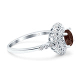 Floral Art Deco Round Natural Stone Ring