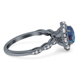 Oval Natural Stone Floral Halo Ring