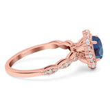 Oval Natural Stone Floral Halo Ring