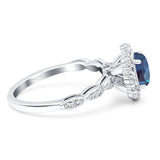 Oval Natural Stone Floral Halo Ring