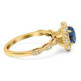 Oval Natural Stone Floral Halo Ring