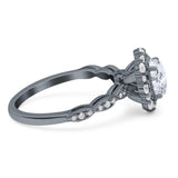 Oval Natural Stone Floral Halo Ring