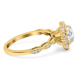 Oval Natural Stone Floral Halo Ring