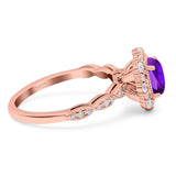 Oval Natural Stone Floral Halo Ring