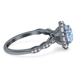 Oval Natural Stone Floral Halo Ring