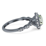 Oval Natural Stone Floral Halo Ring