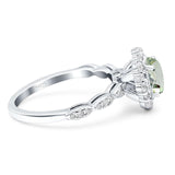 Oval Natural Stone Floral Halo Ring