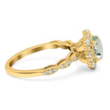 Oval Natural Stone Floral Halo Ring