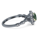 Oval Natural Stone Floral Halo Ring