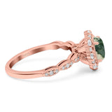 Oval Natural Stone Floral Halo Ring