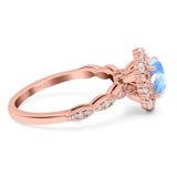 Oval Natural Stone Floral Halo Ring