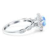 Oval Natural Stone Floral Halo Ring