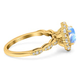 Oval Natural Stone Floral Halo Ring