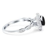 Oval Natural Stone Floral Halo Ring