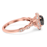 Oval Natural Stone Floral Halo Ring