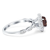 Oval Natural Stone Floral Halo Ring