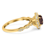 Oval Natural Stone Floral Halo Ring