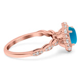Oval Natural Stone Floral Halo Ring