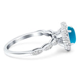 Oval Natural Stone Floral Halo Ring