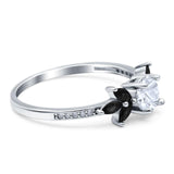 Art Deco Round Natural Stone Floral Ring