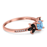 Art Deco Round Natural Stone Floral Ring