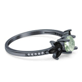 Art Deco Round Natural Stone Floral Ring