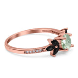 Art Deco Round Natural Stone Floral Ring