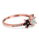 Art Deco Round Natural Stone Floral Ring