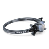 Art Deco Round Natural Stone Floral Ring