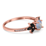 Art Deco Round Natural Stone Floral Ring